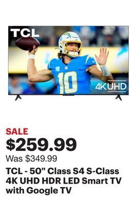 Best Buy Tcl - 50 class s4 s-class 4k uhd hdr led smart tv with google tv offer