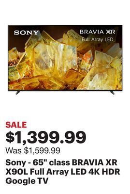 Best Buy Sony - 65 class bravia xr x90l full array led 4k hdr google tv offer