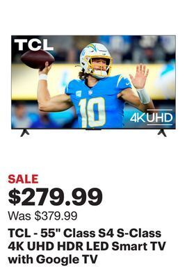 Best Buy Tcl - 55 class s4 s-class 4k uhd hdr led smart tv with google tv offer