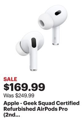Best Buy Apple - geek squad certified refurbished airpods pro (2nd generation) - white offer