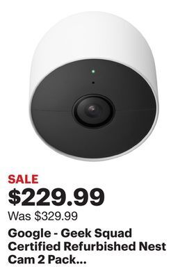 Best Buy Google - geek squad certified refurbished nest cam 2 pack indoor/outdoor wire free security cameras - snow offer