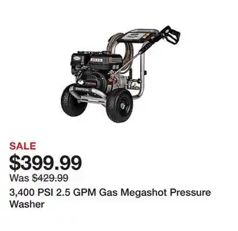 Tractor Supply Company 3,400 psi 2.5 gpm gas megashot pressure washer offer