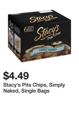 Wegmans Stacy's pita chips, simply naked, single bags offer