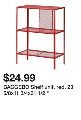 Ikea Baggebo shelf unit, red, 23 5/8x11 3/4x31 1/2 offer