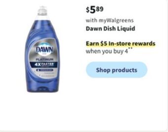 Walgreens Dawn dish liquid offer