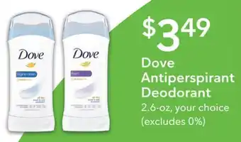 Publix Dove Antiperspirant Deodorant 2.6-oz, your choice (excludes 0%) offer