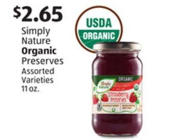 Aldi Simply nature organic preserves offer