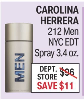 CVS Carolina herrera 212 men nyc edt spray 3.4 oz. offer