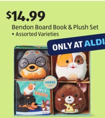 Aldi Bendon board book & plush set offer