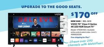 Sam's Club Vizio 70 class v-series 4k led hdr smart tv offer