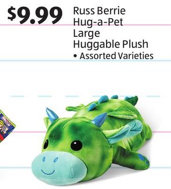 Aldi Russ berrie hug-a-pet large huggable plush offer