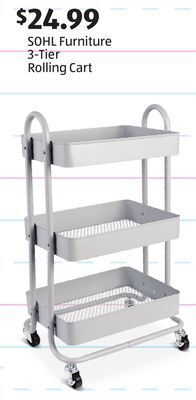 Aldi Sohl furniture 3-tier rolling cart offer
