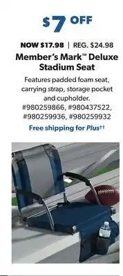 Sam's Club Member's mark™ deluxe stadium seat offer