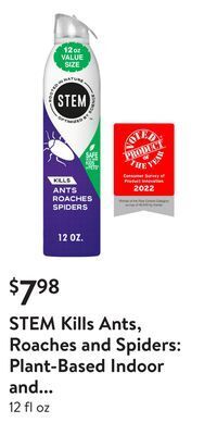 Walmart Stem kills ants, roaches and spiders: plant-based indoor and outdoor bug spray offer