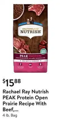 Walmart Rachael ray nutrish peak protein open prairie recipe with beef, venison & lamb, dry dog food offer