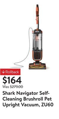 Walmart Shark navigator self-cleaning brushroll pet upright vacuum, zu60 offer