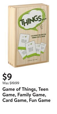 Walmart Game of things, teen game, family game, card game, fun game offer