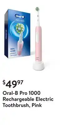 Walmart Oral-b pro 1000 rechargeable electric toothbrush, pink offer