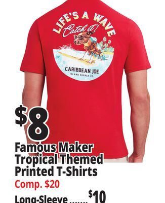 Ocean State Job Lot Famous maker tropical themed printed t-shirts offer