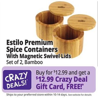 Ocean State Job Lot Estilo premium spice containers with magnetic swivel lids, set of 2, bamboo offer