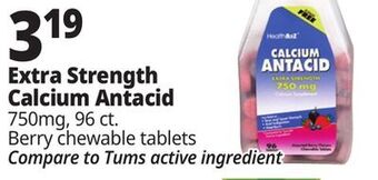 Ocean State Job Lot Calcium antacid 750 mg tablets, 96 count offer