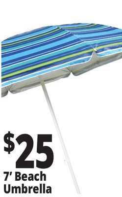 Ocean State Job Lot 7' fiberglass tilting beach umbrella offer