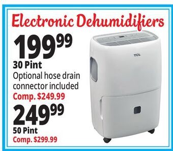 Ocean State Job Lot Tcl 30 pint electronic dehumidifier offer