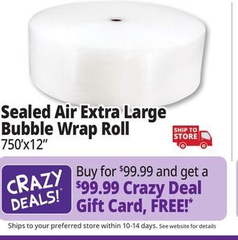 Ocean State Job Lot Sealed air extra large 750 ft. bubble wrap roll offer