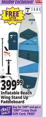 Ocean State Job Lot Tahe 11' inflatable beach wing stand up paddleboard offer