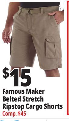 Ocean State Job Lot Famous maker belted stretch ripstop cargo shorts offer