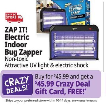 Ocean State Job Lot Zap it! electric indoor bug zapper with non-toxic attractant uv light and electric shock offer