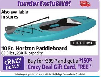 Ocean State Job Lot Lifetime horizon 10' stand up paddleboard offer