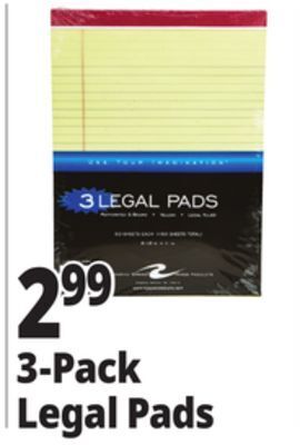 Ocean State Job Lot Roaring spring yellow 40 sheet legal pads, 3-count offer
