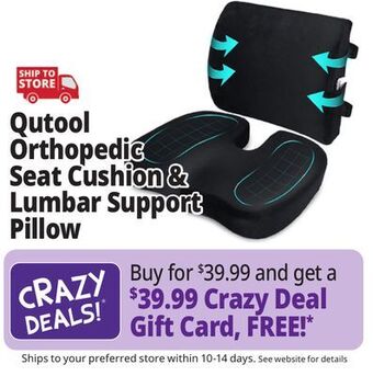 Ocean State Job Lot Qutool orthopedic seat cushion & lumbar support pillow offer