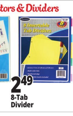 Ocean State Job Lot Premiere insertable tab dividers, 8-count offer