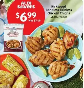 Aldi Kirkwood Boneless Skinless Chicken Thighs 48 oz. Frozen offer