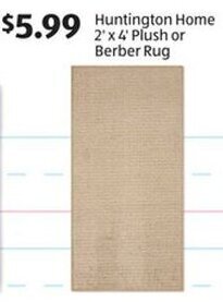 Aldi Huntington Home 2'x4' Plush or Berber Rug offer