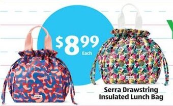 Aldi Serra Drawstring Insulated Lunch Bag offer