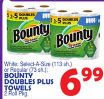 Bravo Supermarkets Bounty doubles plus towels 2 roll pkg offer