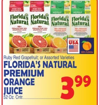 Bravo Supermarkets Florida's natural premium orange juice offer