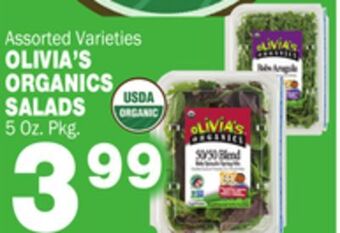 Bravo Supermarkets Olivia's organics salads offer
