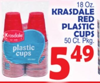 Bravo Supermarkets Krasdale red plastic cups offer