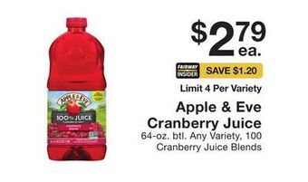 Fairway Store Market Apple & eve cranberry juice offer