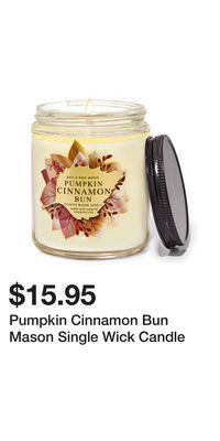 Bath & Body Works Pumpkin cinnamon bun mason single wick candle offer