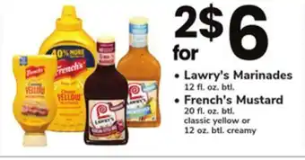 ACME Lawry's marinades 12 fl. oz. btl., french's mustard 20 fl. oz. btl. btl offer