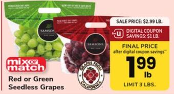 ACME Red or green seedless grapes offer