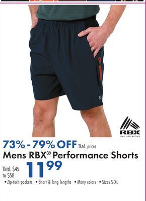 Boscov's Mens rbx® performance shorts offer