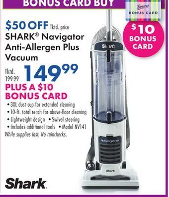 Boscov's Shark® navigator anti-allergen plus vacuum offer