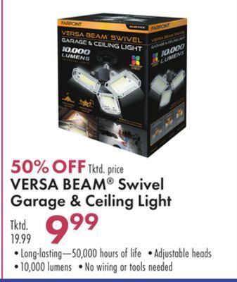 Boscov's Versa beam® swivel garage & ceiling light offer
