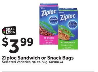 Stop&Shop Ziploc sandwich or snack bags offer